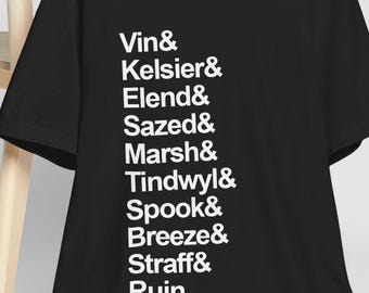 Mistborn Characters List T-Shirt Vin Kelsier Cosmere Tee, Brandon Sanderson Fan Gift, Fantasy Book Lover Shirt, Bookish Dark Academia Tshirt