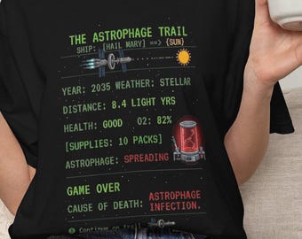 De astrofaagsleep T-shirt | Project Hail Mary x Oregon Trail-parodie, cadeau sciencefictionboekliefhebber, retro gamernerdshirt