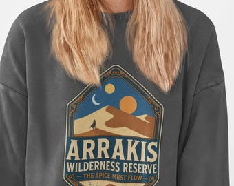 Arrakis Wilderness Reserve Sweatshirt Dune Fan Gift Book Lover Crewneck Sci Fi Spice Must Flow Fantasy Trui Woestijn Grafische Arrakis Top