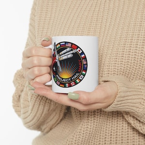 Space Shuttle Patch Mug | International Flags, Mission Emblem Ceramic Mug