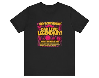 Gamer Dad Shirt Fathers Day Gift, Dad Level Legendary Tee, Funny Video Game Dad, Achievement Unlocked, LitRPG Dungeon Crawler Carl Fan Gift
