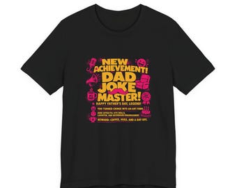 Dad Jokes Shirt Fathers Day Gift, Dad Joke Master Tee, Funny Gamer Dad, Achievement Unlocked, LitRPG Dungeon Crawler Carl Fan Gift