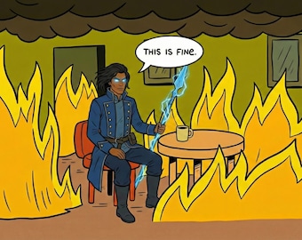 Kaladin Stormblessed This Is Fine Comic hond Kiss-Cut vinyl sticker | Sticker Stormlight-archief
