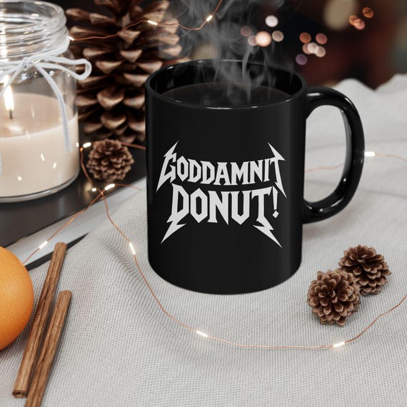 Goddamit Donut Mug Metal Funny Bookish Coffee Cup Gift Present for Dungeon Crawler Carl Fan LitRPG Reader BookTok Gen Z Princess Donut