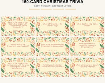 Christmas Trivia Game: 150 Holiday Questions, All Ages (Instant Download)