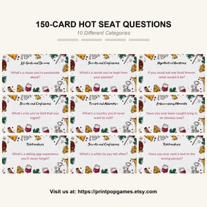 150 domande per il gioco Hot Seat per gli amici / Schede stampabili per feste e conversazioni / Divertente gioco rompighiaccio per tutte le età / Download immediato
