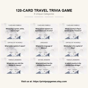 Travel-Themed Trivia Game | Printable Geography and Culture Fun for Families, Kids & Groups | Scavenger Hunt and Puzzles | Instant Download