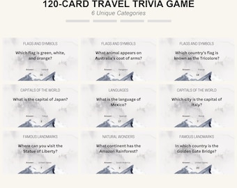 Travel Trivia Game: Geography, Culture, Scavenger Hunt (Instant Download)