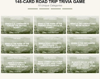 Road Trip Trivia Game: 145 Travel Questions (Printable PDF)