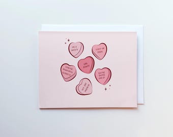 Girl Power Conversation Hearts Card