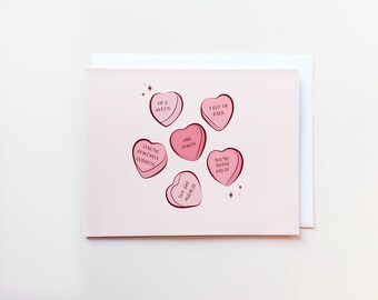 Girl Power Conversation Hearts Card
