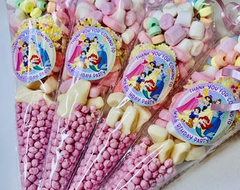 Princess Sweet Cones for all occasions with pretty ribbon and a sticker