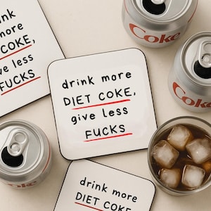 Personalized Drink Coaster, Funny Coasters, Soda Coaster, Funny Gifts, Diet Coke, Vodka, Red White Wine, Coworker, Friend Gift