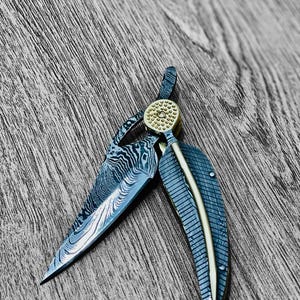 Handgefertigtes Damastblatt Klappmesser