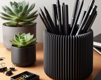 Moderner Bleistifthalter gerippt | 3D Druck Stiftebecher | Organizer für Schreibtisch