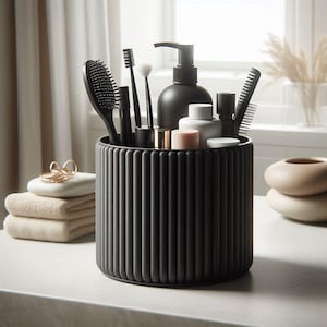 Organizer da bagno a coste | Tazza per il trucco stampata in 3D | Porta cosmetici moderno