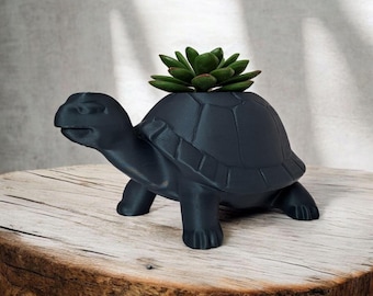 Maceta con forma de tortuga impresa en 3D | Maceta con forma de animal hecha de PLA | Mini maceta, regalo decorativo