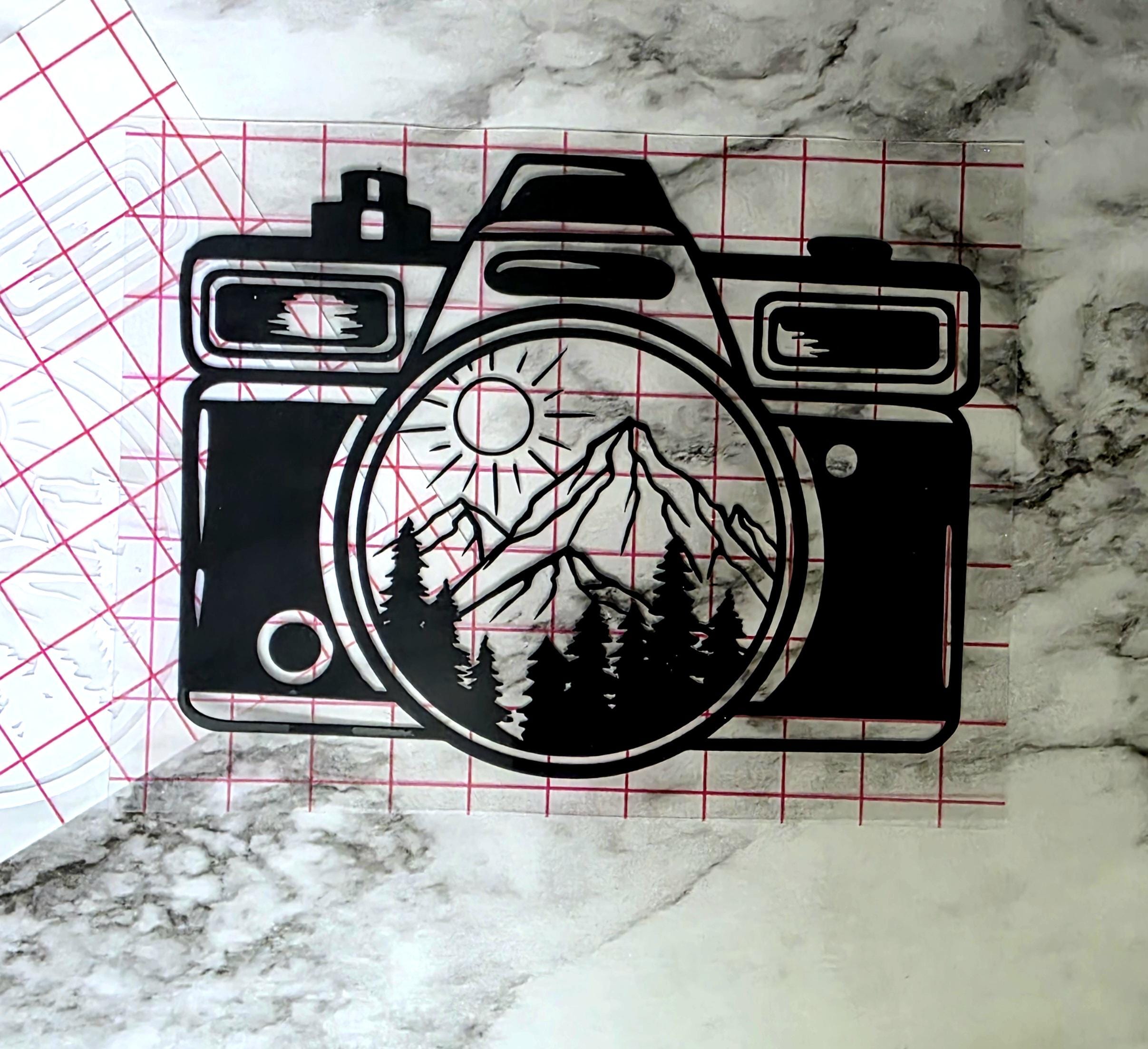 Camera Mountain Decal, Adventure Photographer Vinyl Sticker for Car ...