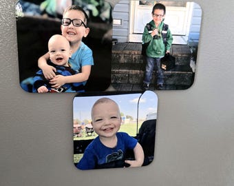 Imanes fotográficos personalizados de MDF de 7,6 cm x 7,6 cm. Regalos conmemorativos, en memoria de, regalos de duelo, recuerdos fotográficos, regalos de recuerdo.