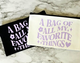 Bolsa de maquillaje personalizada con tus cosas favoritas / Bolsa de cosméticos de lona sentimental / Organizador de viaje, regalo para tu mejor amiga o para el cuidado personal
