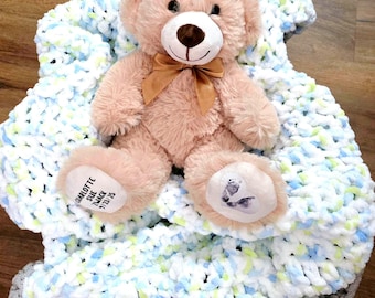 Oso de peluche personalizado para bebés fallecidos, regalo de peluche personalizado para niños fallecidos con nombre/fecha/foto, oso conmemorativo de duelo, regalo de Navidad