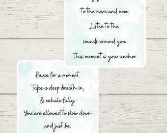 Paquete de pegatinas de afirmaciones de mindfulness: Mantente conectado y presente / Afirmaciones positivas / Pegatinas de salud mental / Pegatinas motivacionales