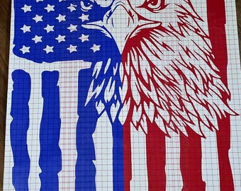 Calcomanía grande de águila calva con bandera estadounidense para camiones, autos, barcos, autocaravanas, computadoras portátiles, motocicletas / Calcomanías patrióticas, América primero, EE. UU.