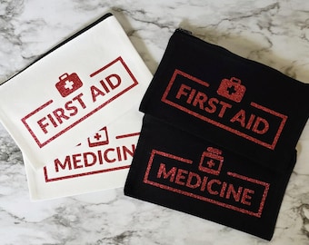 First Aid and Medicine Pouch Set | Canvas Travel Organizer Bags | Cosmetic Bag for Emergency Kit or Medication Storage, Sports Medicine Bag