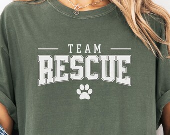 Rescue Dog Mom Shirt, Team Rescue Comfort Colors Tee, Adopt Dont Shop Shirt, Animal Shelter Volunteer Gift, Rescue Cat Mom Tee