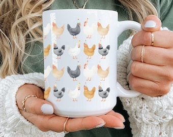 Farmhouse Chicken Mug, Cottagecore Coffee Cup
