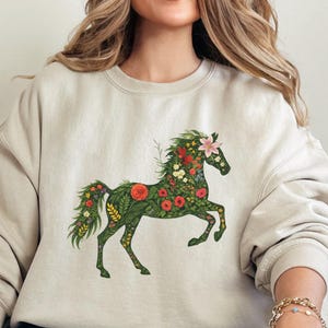 Wild Flower Horse Sweat Shirt Western Country Cowgirl Sweater Gift for Horse Lover Women Sweatshirt For Her Horse Riding Equestrian Shirt