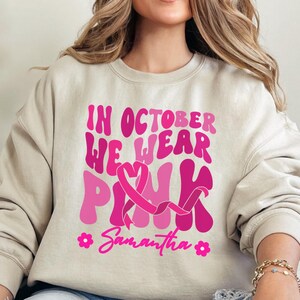 Moletom personalizado de conscientização sobre o câncer de mama: Support Squad Crewneck