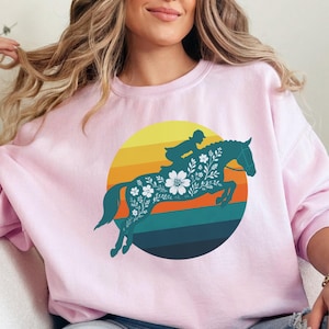 Wild Flower Horse Sweat Shirt Western Country Cowgirl Sweater Gift for Horse Lover Women Sweatshirt For Her Horse Riding Equestrian Shirt