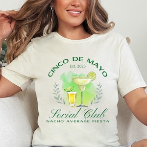 Camiseta personalizada del Cinco de Mayo Social Club, unisex, de lona Bella, perfecta para la fiesta mexicana, regalo único para él y su mejor amiga.