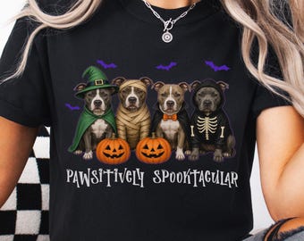 Pitbull Halloween Shirt, Comfort Colors Pittie Tee, Pit Bull Mom Gift, Spooky Season Dog Tee