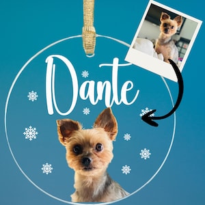 Personalized Pet Ornament, Cute Acrylic Christmas Ornament Gift for Dog Lovers, Cat Lover, Custom Photo Ornament, Personalized Name Ornament