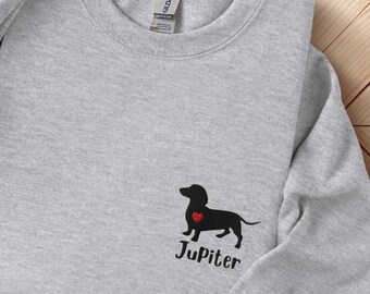 Moletom bordado com Dachshund, Presente personalizado para donos de salsicha, Moletom para mãe de Dachshund, Camiseta personalizada para cachorro, Suéter personalizado