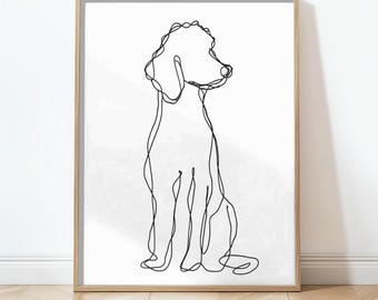 Stampa artistica di Goldendoodle, stampa minimalista di cani da parete, poster di schizzi di Goldendoodle, illustrazione moderna di animali domestici, regalo per gli amanti dei cani