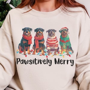Christmas Dog Lover Sweatshirt, Rottweiler Crewneck, Dog Mom and Dad Holiday Shirt