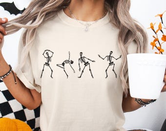 Dancing Skeleton Halloween Tee, Spooky Comfort Colors Shirt