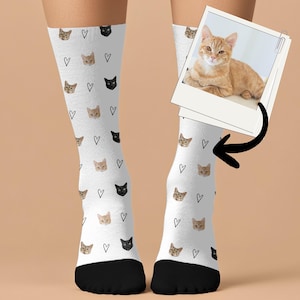 Custom Cat Lover Gift Photo Socks, Personalized Pet Picture Socks, Funny Pet Face Printed Socks, Dog Mom and Dad Customized Socks