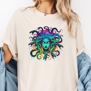 Comfort Colors® Medusa T-Shirt Greek Mythology Snake Bookish Shirt Gorgon Goddess Feminist Shirts That Go Hard Graphic Tee Gift for Her
