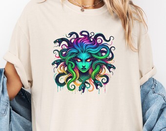 Comfort Colors® Medusa T-Shirt Greek Mythology Snake Bookish Shirt Gorgon Goddess Feminist Shirts That Go Hard Graphic Tee Gift for Her