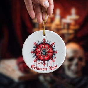 Goth Christmas Ornament, Dark Christmas Ornament, Spooky Holiday Decor, Macabre Christmas, Alternative Christmas Ornament, Black Red Ornamen