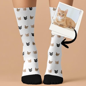 Custom Cat Lover Gift Photo Socks, Personalized Pet Picture Socks, Funny Pet Face Printed Socks, Dog Mom and Dad Customized Socks