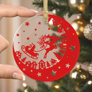 Colorful Christmas Ornament Acrylic, Cute Holiday Durable Shatterproof Ornament, Gift for Family and Friends, Stocking Stuffer