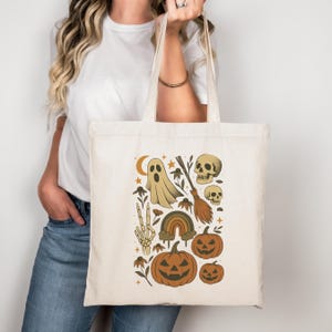 Halloween Süßes oder Saures Tasche, Ästhetische Canvas-Einkaufstasche, Partygeschenk Tasche, Kinder SpookySeason Candy Bag, Halloween-Geschenk