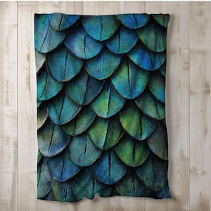 Dragon Scale Sherpa Blanket Plush Fleece Throw for Bed Couch Dragon Gift Home Decor Fantasy Blanket Large Size Sherpa Throw Super Comfort