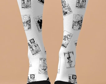 Tarot Card Socks, Gothic Crew Socks, Witchy Aesthetic Socks, Mystic Tarot Gift, Astrology Socks, Book Lover Gift, Unisex Socks