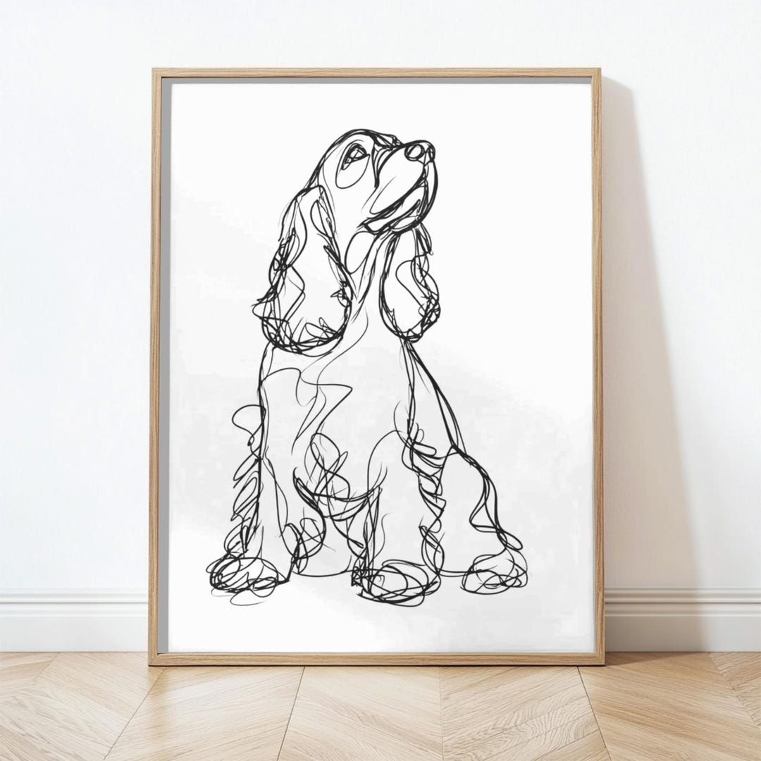 Cocker Spaniel Line Art Print, Minimalist Dog Wall Art, Cocker Spaniel ...